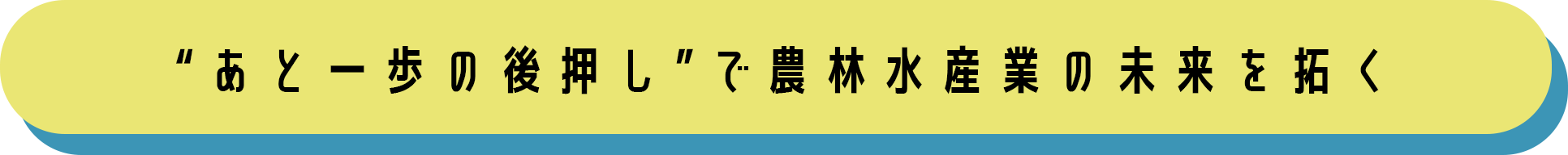 “あと一歩の後押し”で農林水産業の未来を拓く